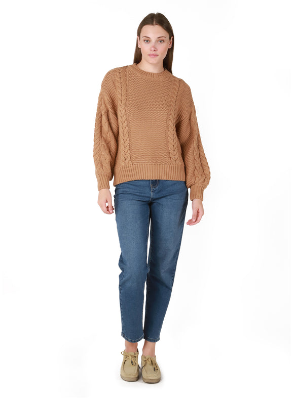 2027023 DEX Crew Neck Cable Knit Sweater