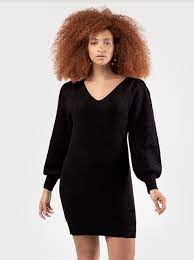 2027503 DEX L/S V-Neck Sweater Dress