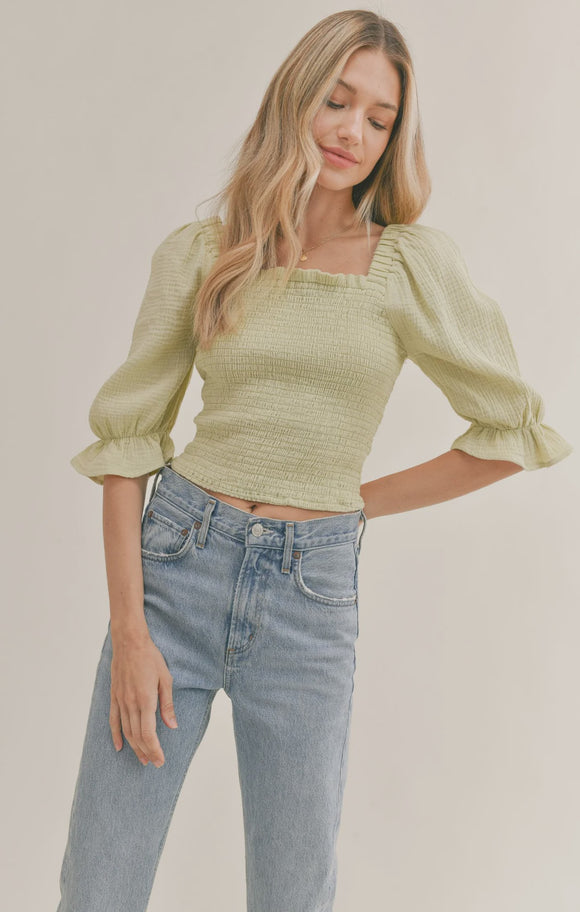 By The Shore Smocked Crop Top